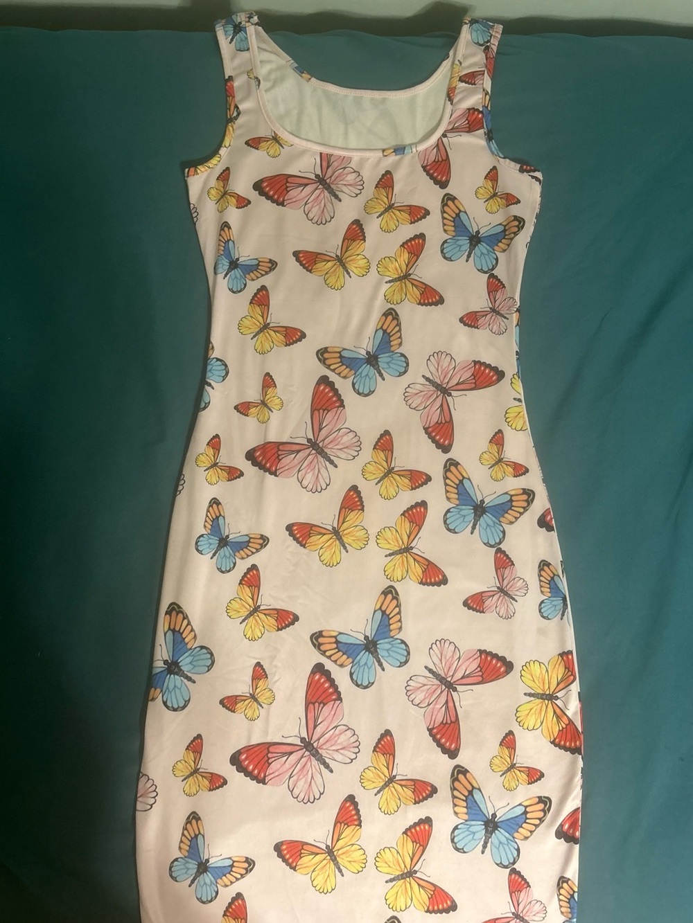 Butterfly Print Pink Tank Dress